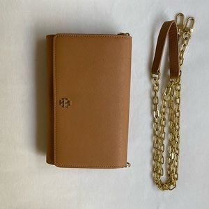 Tory Burch Tan/brown Crossbody Wallet Purse